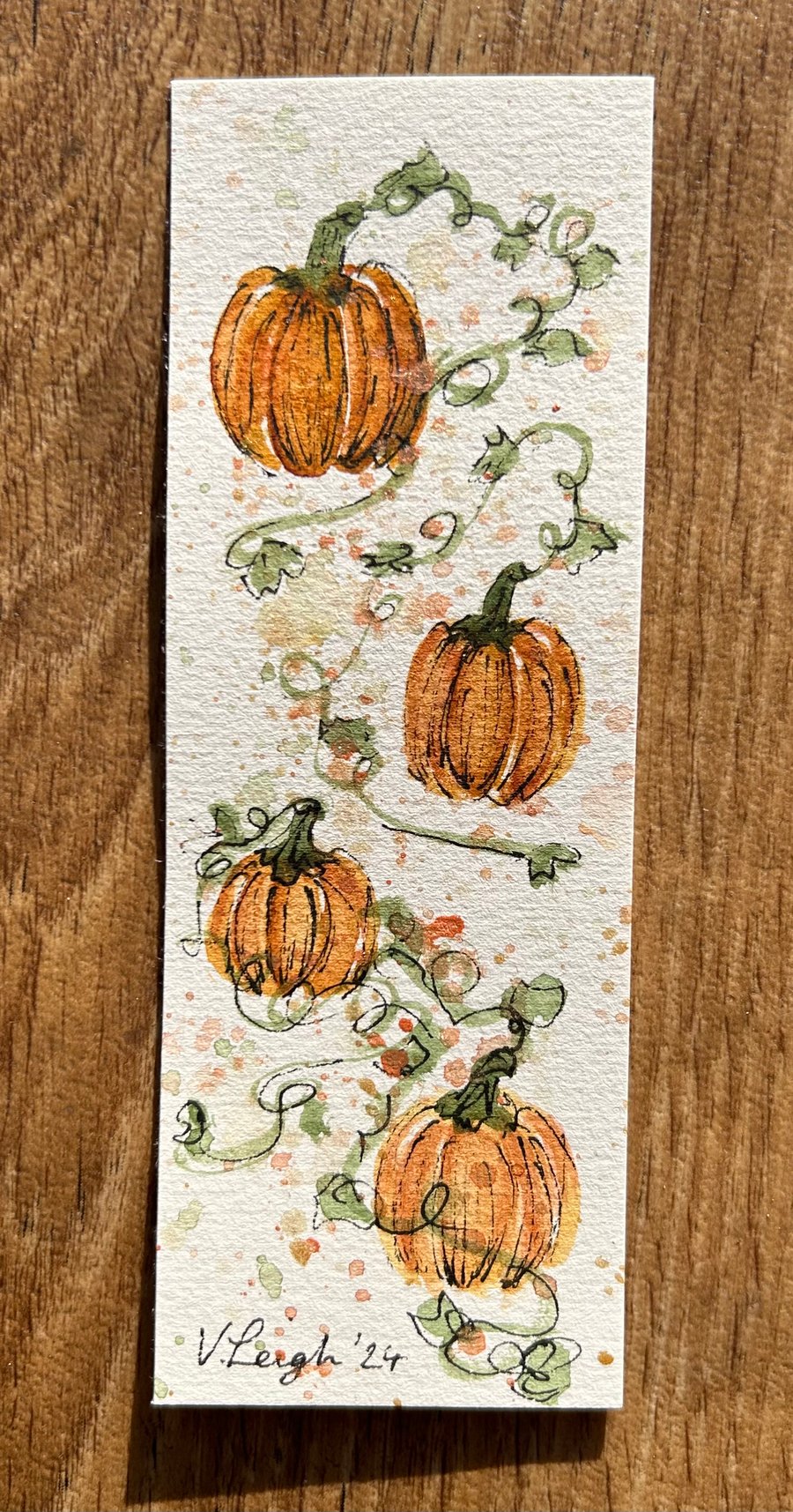 Hand painted pumpkin bookmark