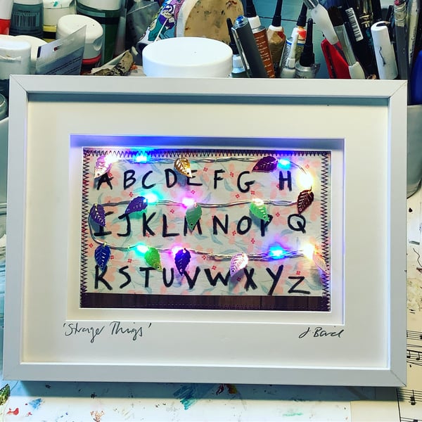  Stranger Things inspired picture. Joyce’s wall. Light up art. Fan art. Sci-fi