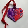 Hand painted wooden heart 60