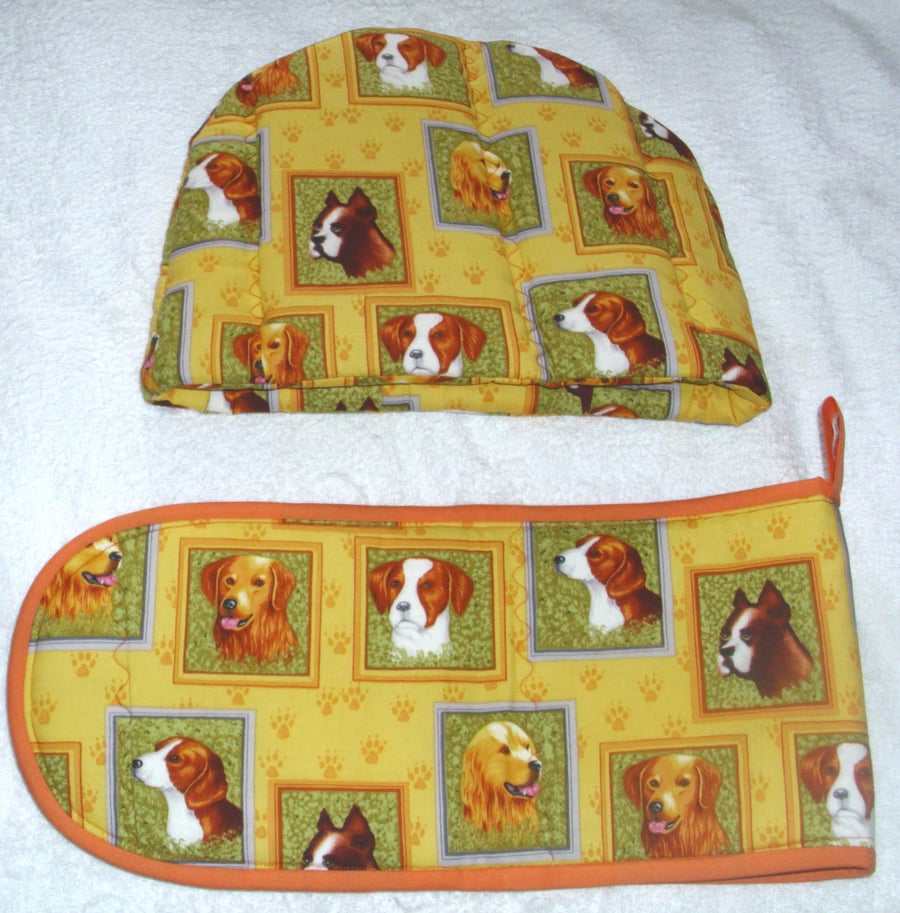Doggy Portraits Tea cosy and ovengloves