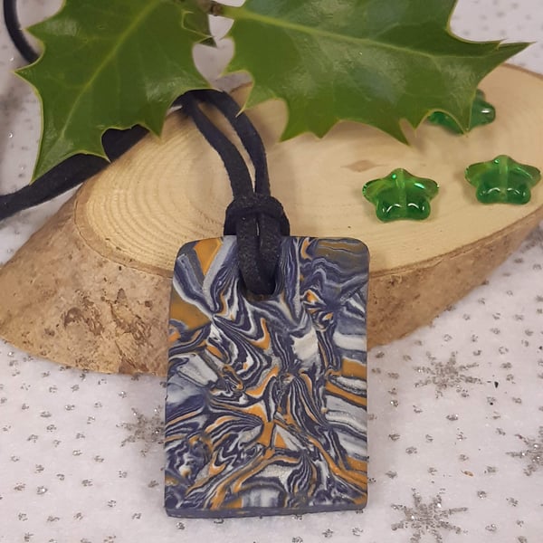 Polymer clay rectangular pendant