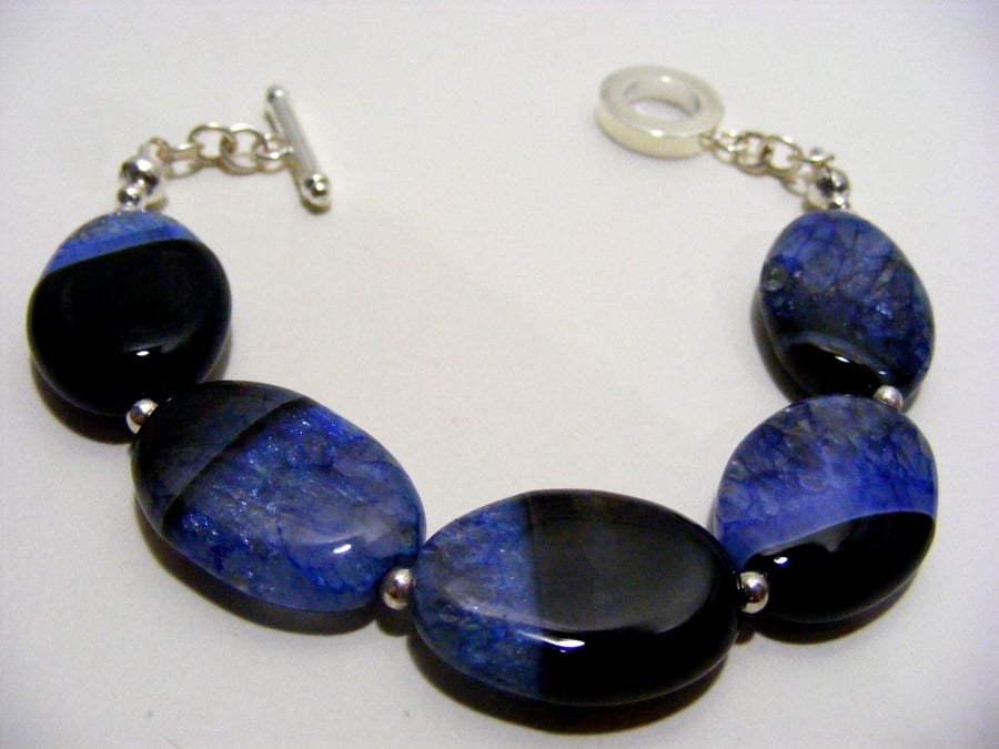 Black Agate with Blue Quartz Bracelet.