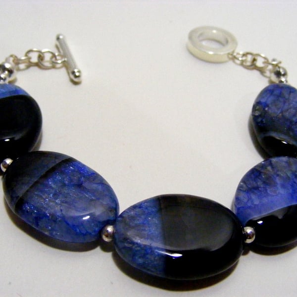 Black Agate with Blue Quartz Bracelet.