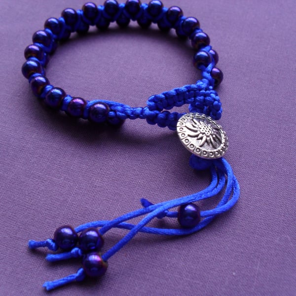 Blue Coated Haematite Bracelet