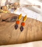 Autumn Harvest Gold Marquise & Gold Speckled LeafPolymer Clay Earrings - Image 4