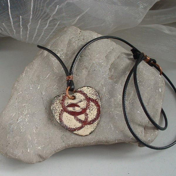 Celtic Heart Enamelled Rustic Copper Necklace