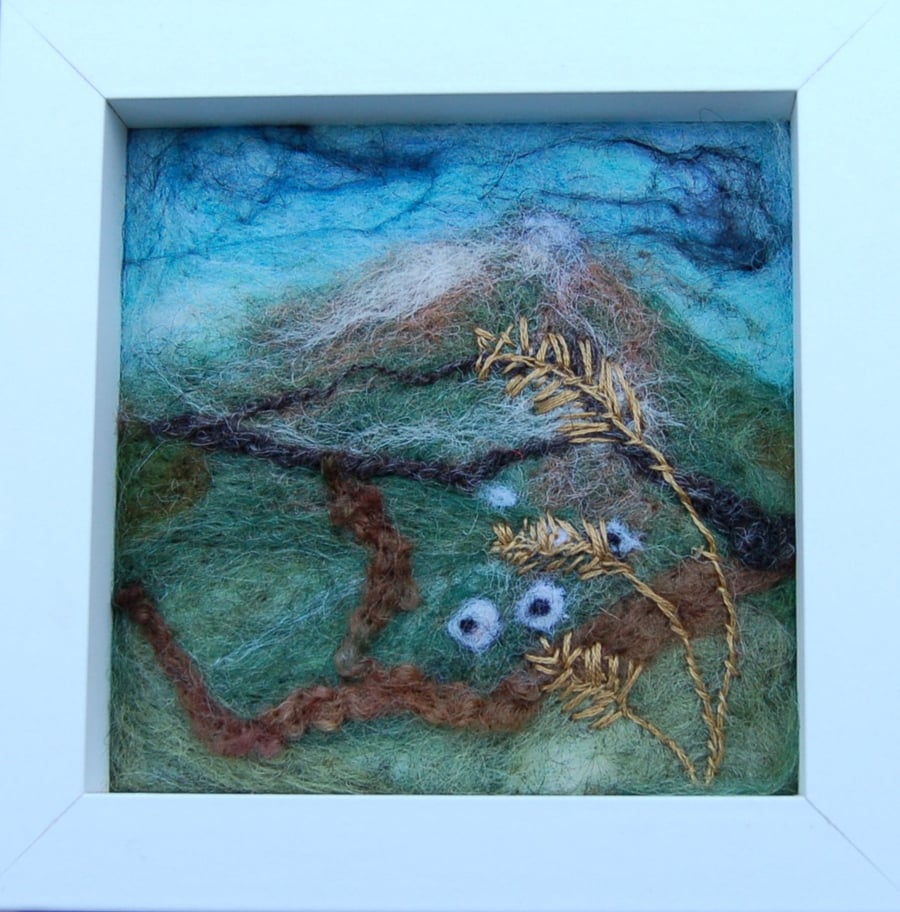 Needle felted and hand embroidered picture - Yorkshire Dales Landscape