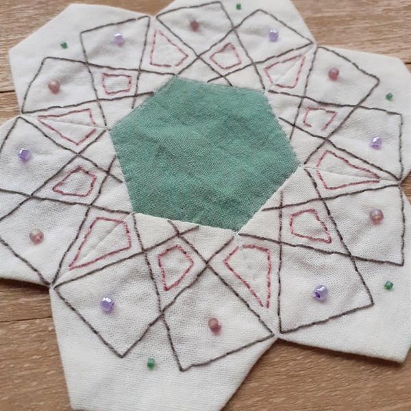 Embroidered Hexagon Flower Workshop