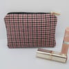 Coin purse, small make up bag in pink tweed fabric with zip