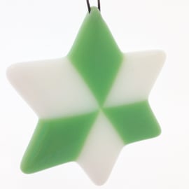 Mint Green & White Fused Glass Star Christmas Tree Decoration