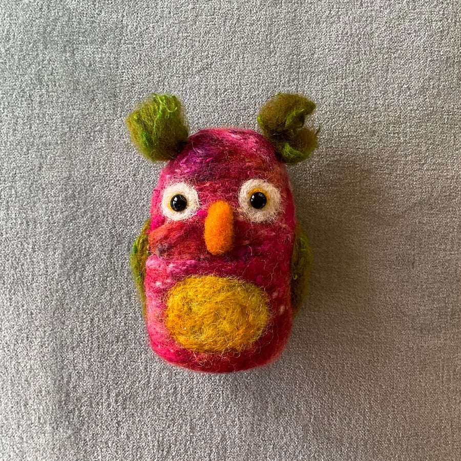 Cute colourful handmade owl - pink