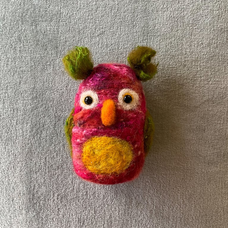 Cute colourful handmade owl - pink