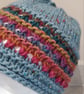 Handknit chunky wool hat col 2 Powder Blue - Image 3