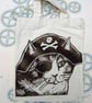 Pirate Cat Tote Hand Printed Mini Tote Shopping Bag - Image 1