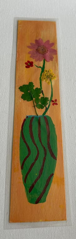 Handmade bookmark. Double sided, original artwork .floral design 