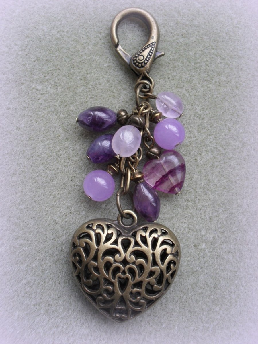Bronze Heart Bag Charm