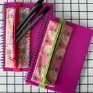 Book Buddy Pen Case. Zip Up Pencil Case with Elastic Loop