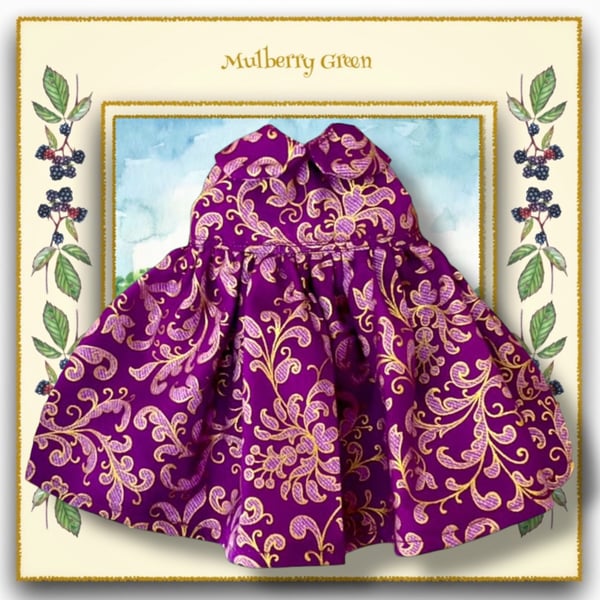 Magenta and Gold Scroll Dress 