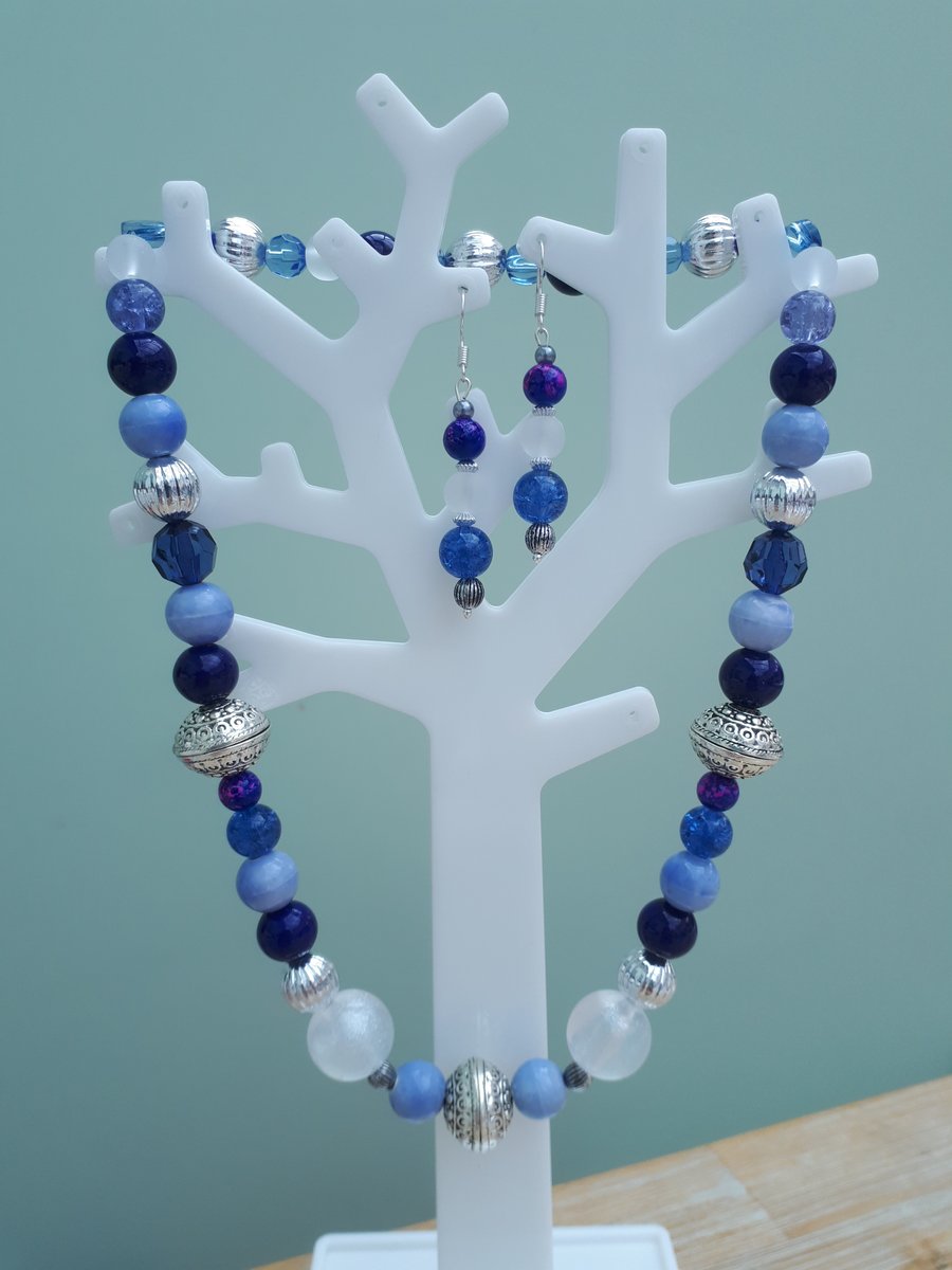 Necklace and earring set from the Blue Collection