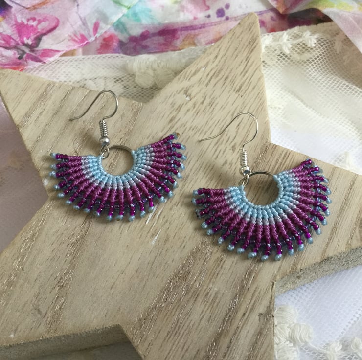 Funky fashionable festival fan micro macrame Folksy