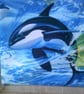 Medium Jute Bag with Killer Whales Fabric Pocket - Image 2