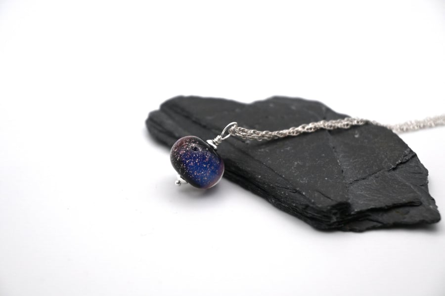 lampwork glass galaxy pendant necklace