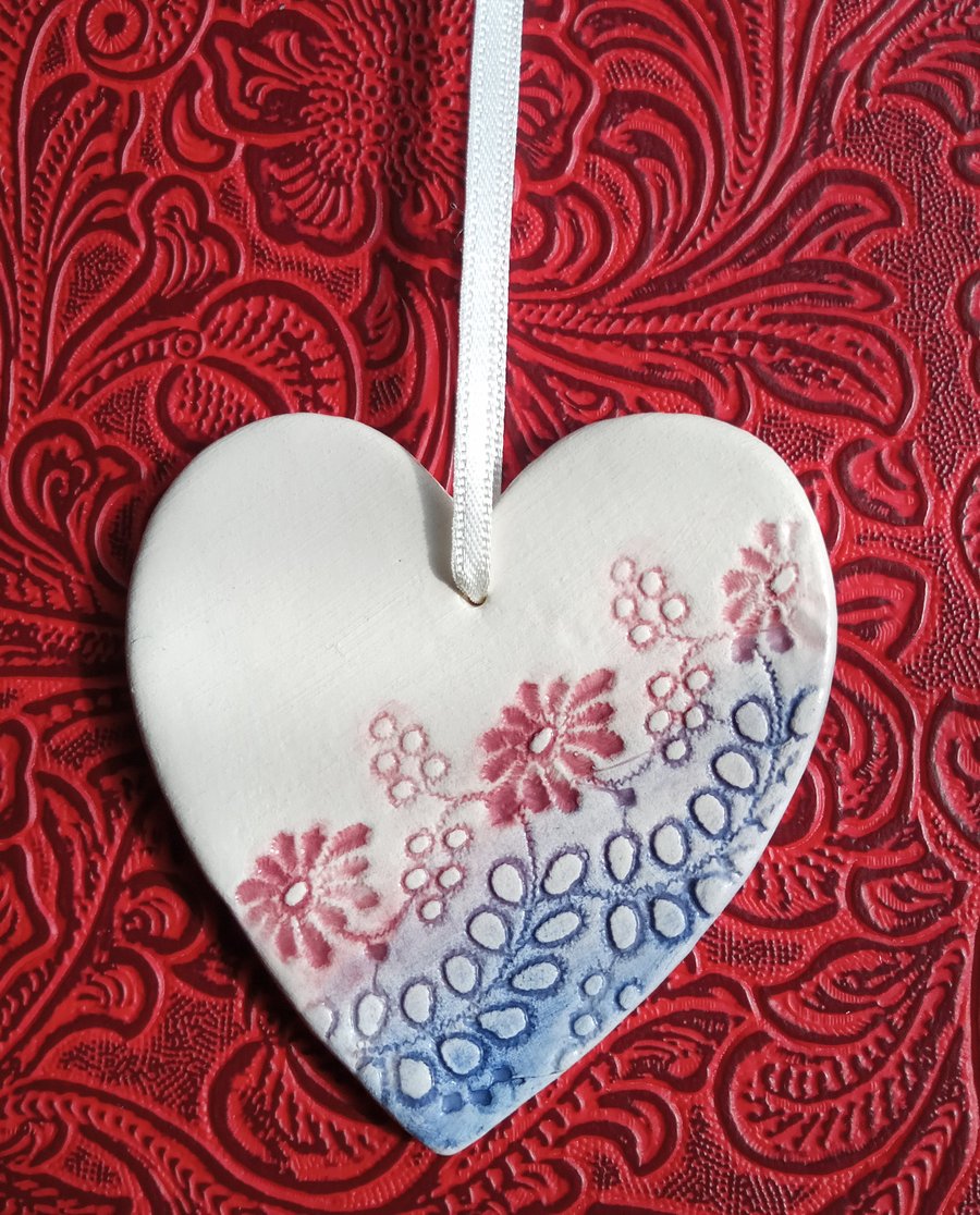 Ceramic "wildflower" heart hanging 