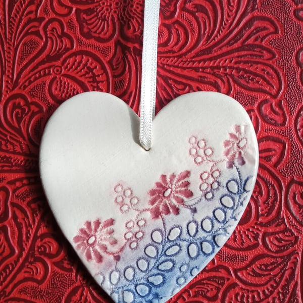 Ceramic "wildflower" heart hanging 