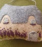 Handmade Felt Embroidered Lavender Cottage