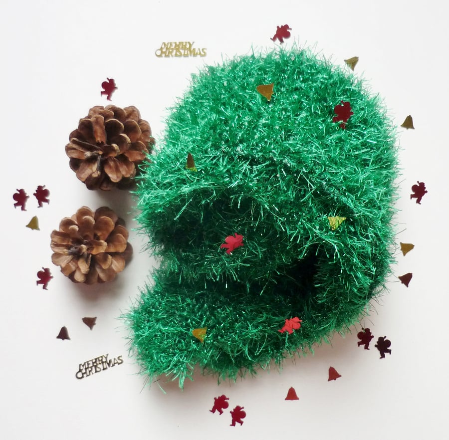 Christmas sparkle scarf - Xmas fashion scarf - Unique handmade gift