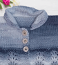 Hand Knitted Baby Cardigan, Grey White Ombre, 0-3 Months - Image 3