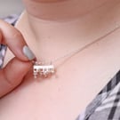 Silver mini necklace, fidget kinetic sensory pendant.