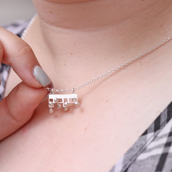 Silver mini necklace, fidget kinetic sensory pendant.