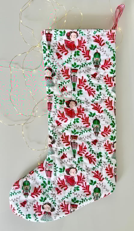 Quilted Christmas Stocking, Christmas Nutcracker.
