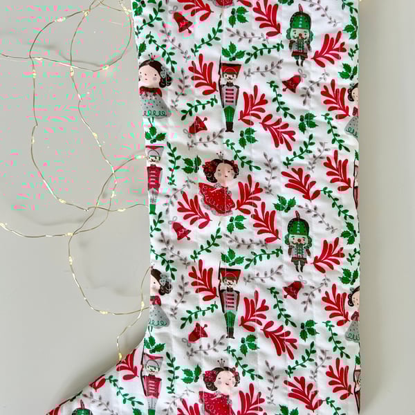 Quilted Christmas Stocking, Christmas Nutcracker.