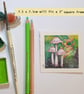 Rosy bonnet mushroom miniature, tiny original art - Image 3