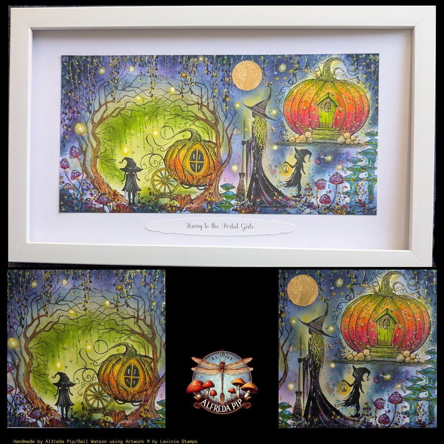 "Hurry to the Portal Girls" Frame White OOAK