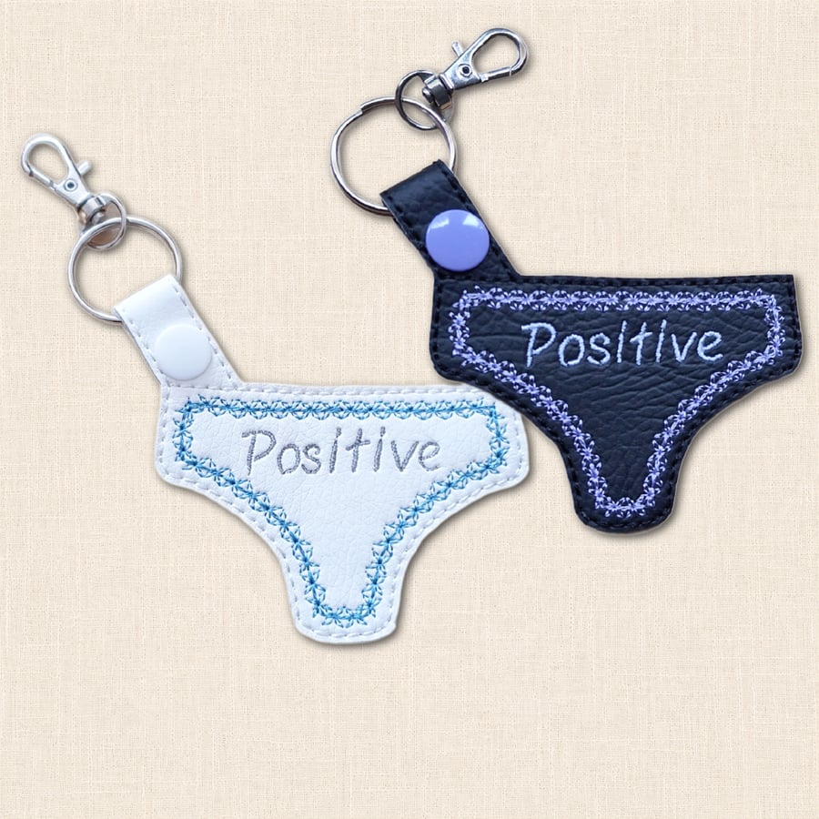 Positive Pants Keyring - Playful Embroidered Bag Charm