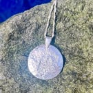 Handmade Sterling Silver 925 Reticulated Moon Pendant Necklace & Chain