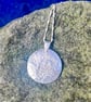 Handmade Sterling Silver 925 Reticulated Moon Pendant Necklace & Chain