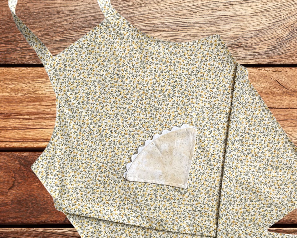 Handmade Children's Apron, Small Apron, Coloured Floral Design 5-8 yrs-CAPR03