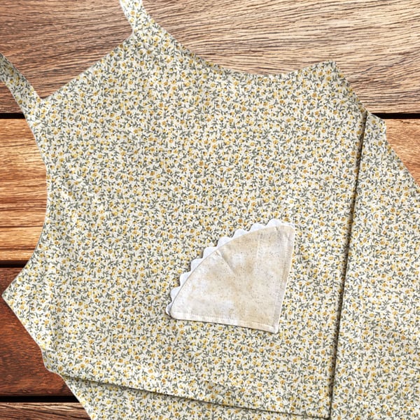 Handmade Children's Apron, Small Apron, Coloured Floral Design 5-8 yrs-CAPR03