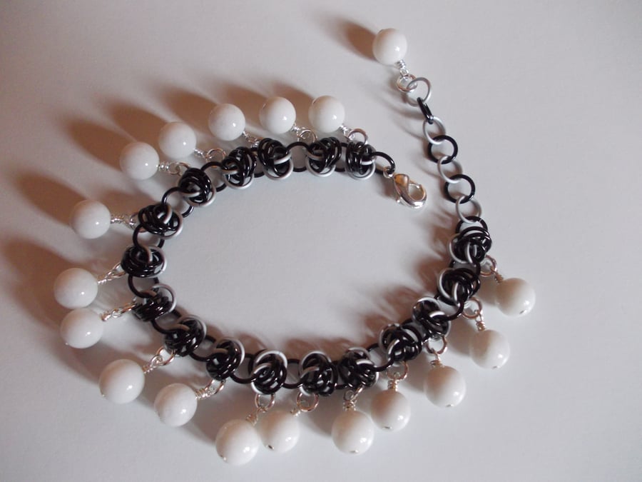 monochrome chainmaille charm bracelet