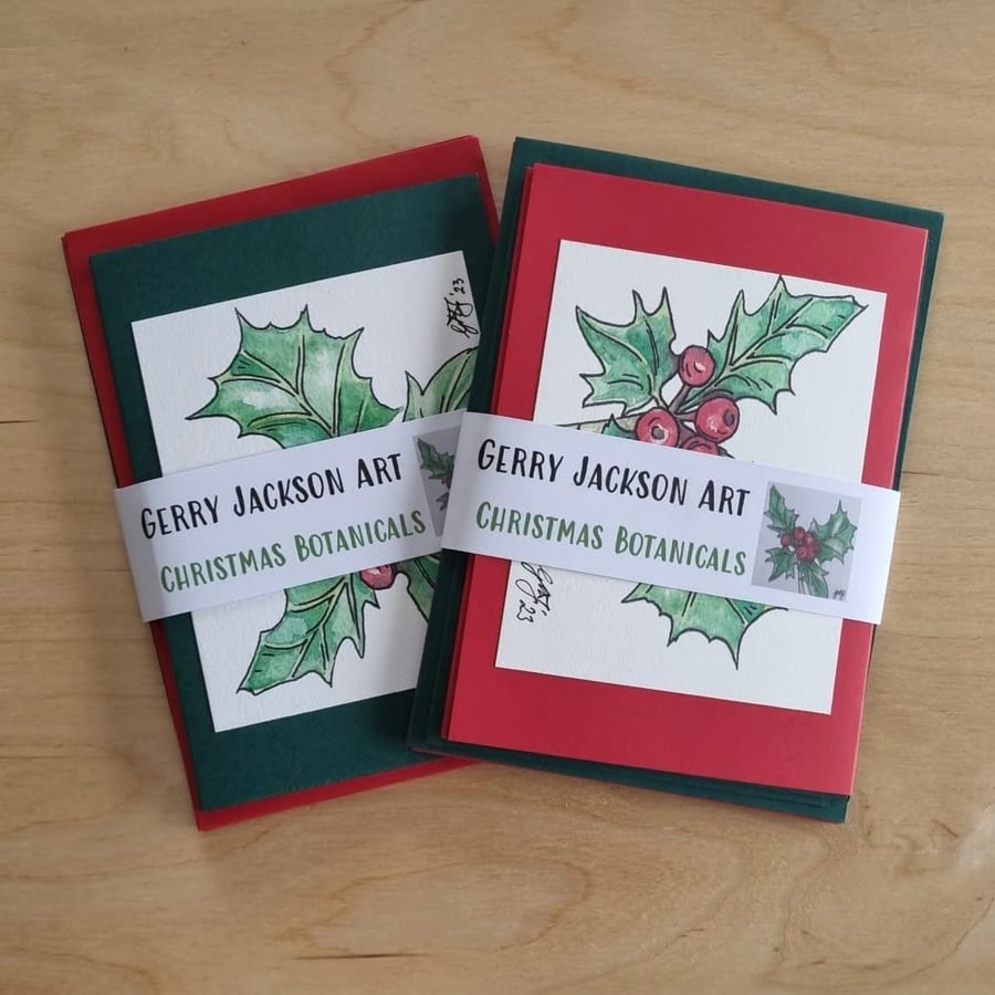 Pack of 5 Cards- Christmas Botanicals