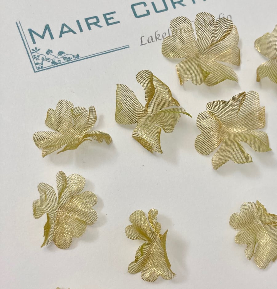Metallic Gold Silk organza cherry blossom flowers