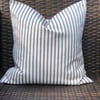 Blue and Cream Ticking Cushion Cover 18” x 18”)