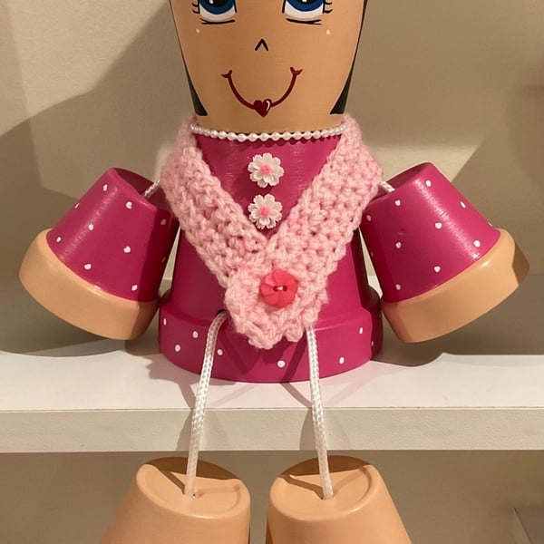 Pink pot lady - hand painted 