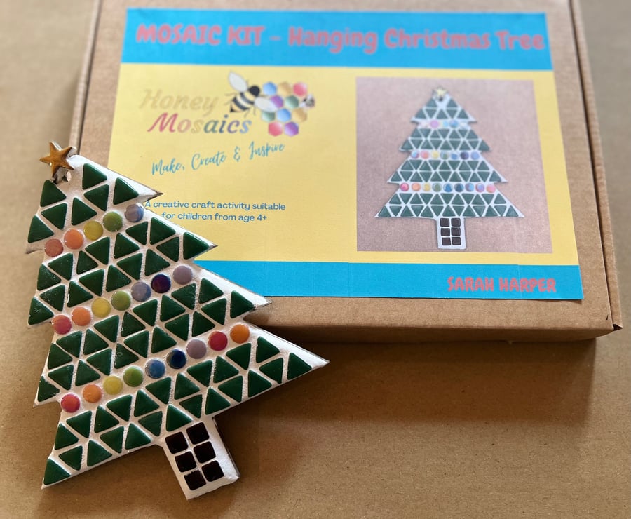 Christmas Tree Hanging Decoration - Mosaic Craft Kit For Children