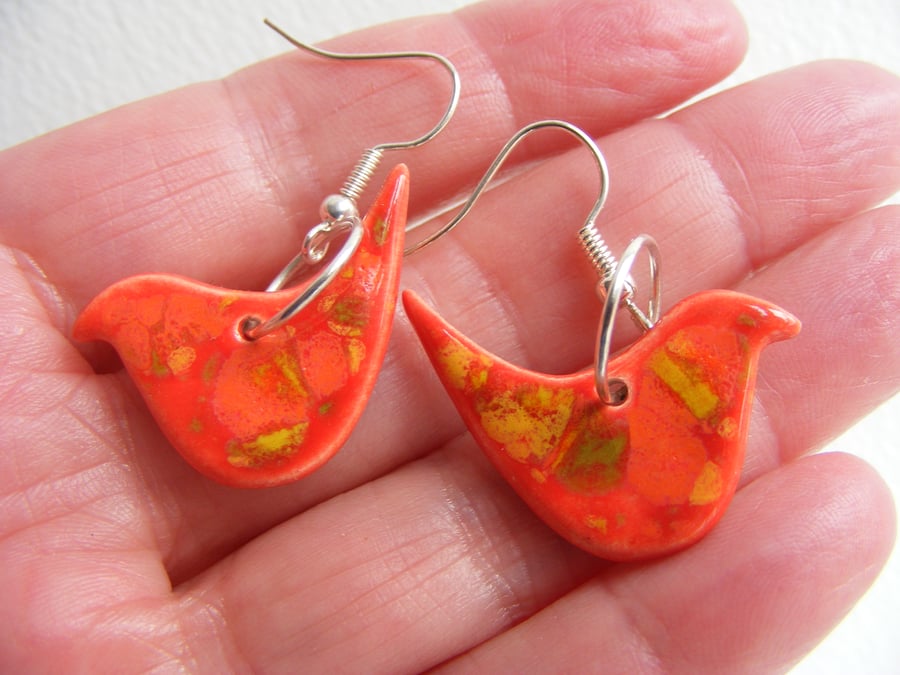 Ceramic bird earrings