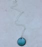 Turquoise blue enamel circle pendant - Image 2